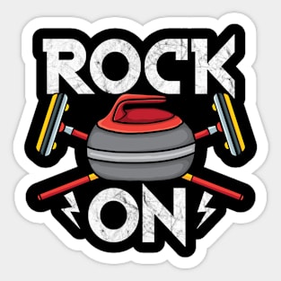 Rock on curling Broom curler Winter ice Sports lover Curling Sticker